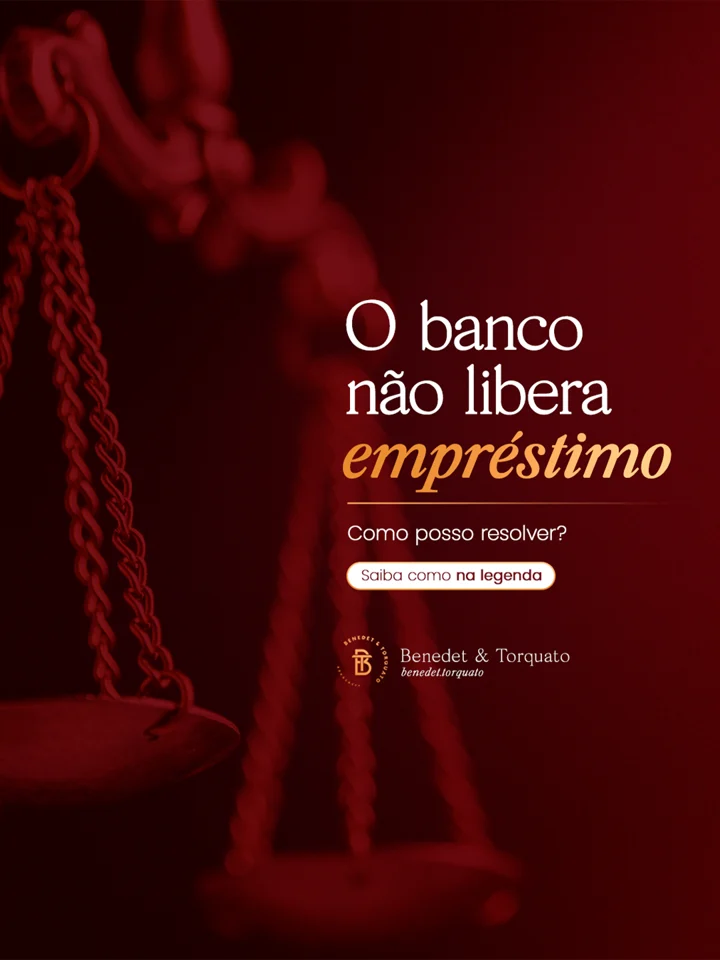 Peça de advocacia bancária em vermelho e dourado.