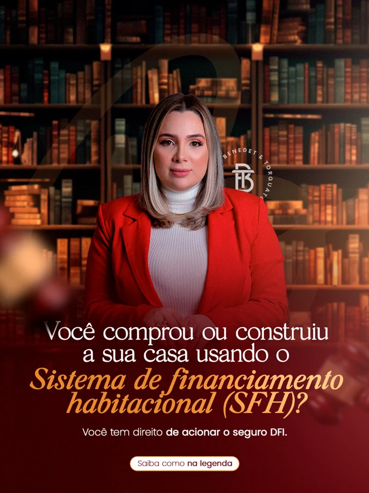 Conteúdo jurídico sobre financiamento habitacional, com retrato de advogada.