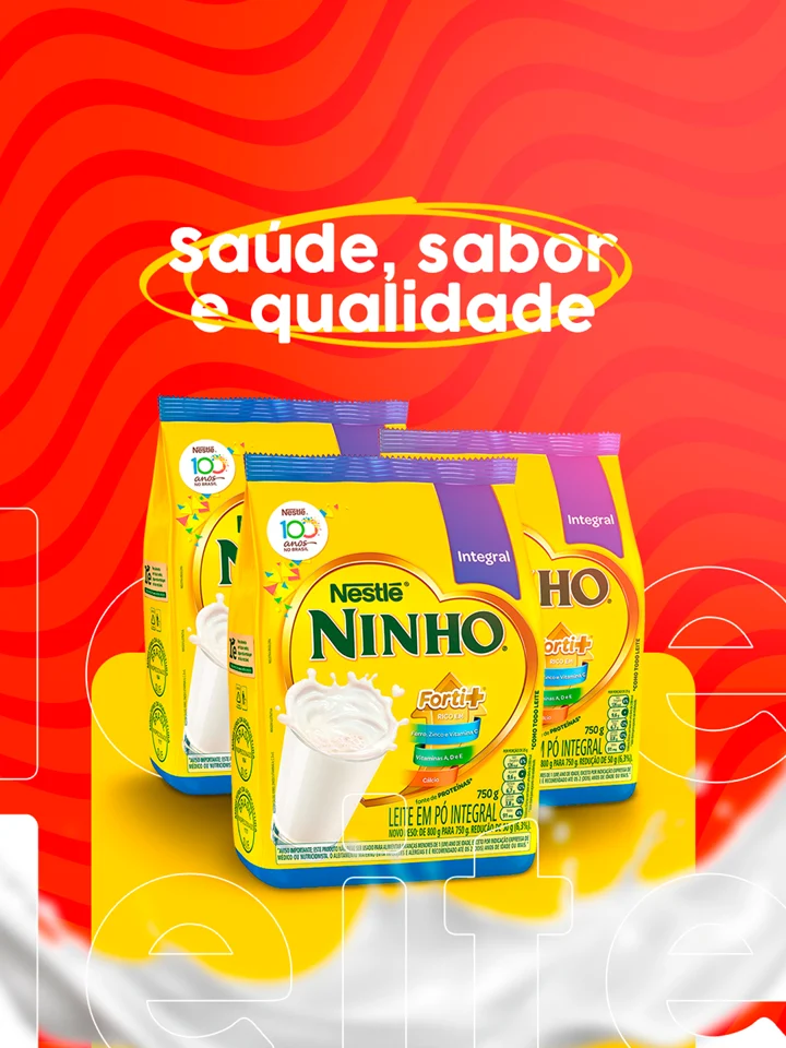 Campanha de produtos lácteos em amarelo e laranja.