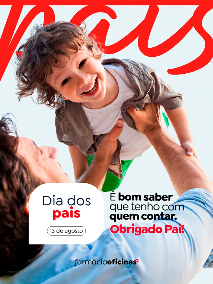 Campanha de Dia dos Pais com pai e filho.